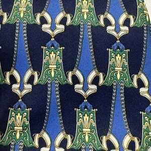 FENDI Made In Italy Navy Blue Baroque Curtain Graphic 100% Silk Tie Rare